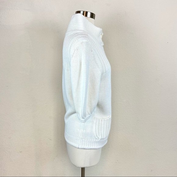 Express White Button Down Knit Sweater - Picture 4 of 9